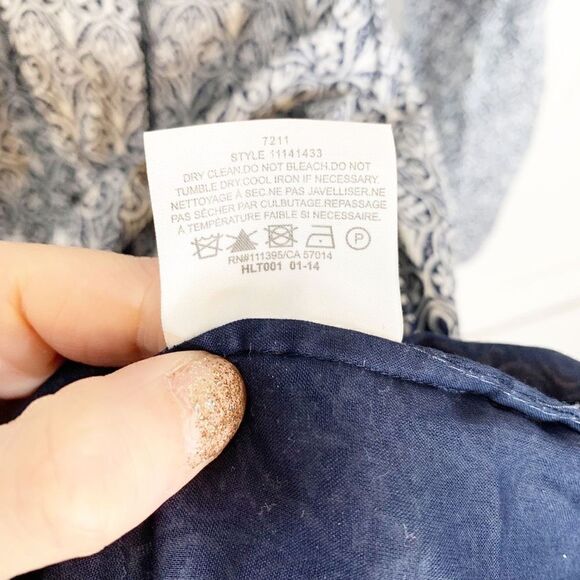 Tory Burch Blue Tile Printed White Button Up Belted Long Sleeve Work Dress Siz 8 - Picture 8 of 13